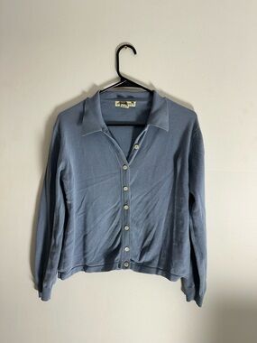 Eddie Bauer Light Blue Button-Up Collared Cardigan